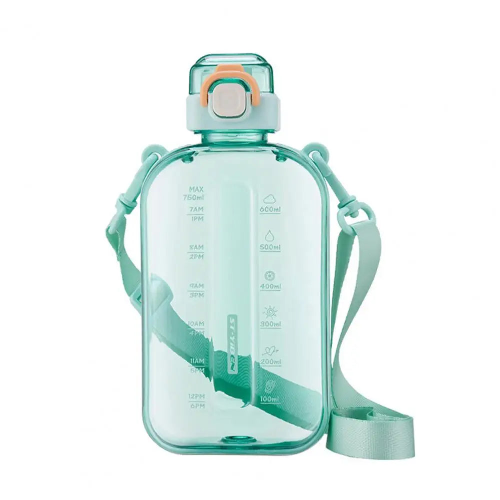 ÁNPHORA - Botella plana transparente con correa ajustable. 750ml.