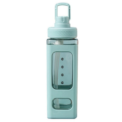 NAVY - Botella de agua con diseño cuadrado de 700ml, con pajita y correa.