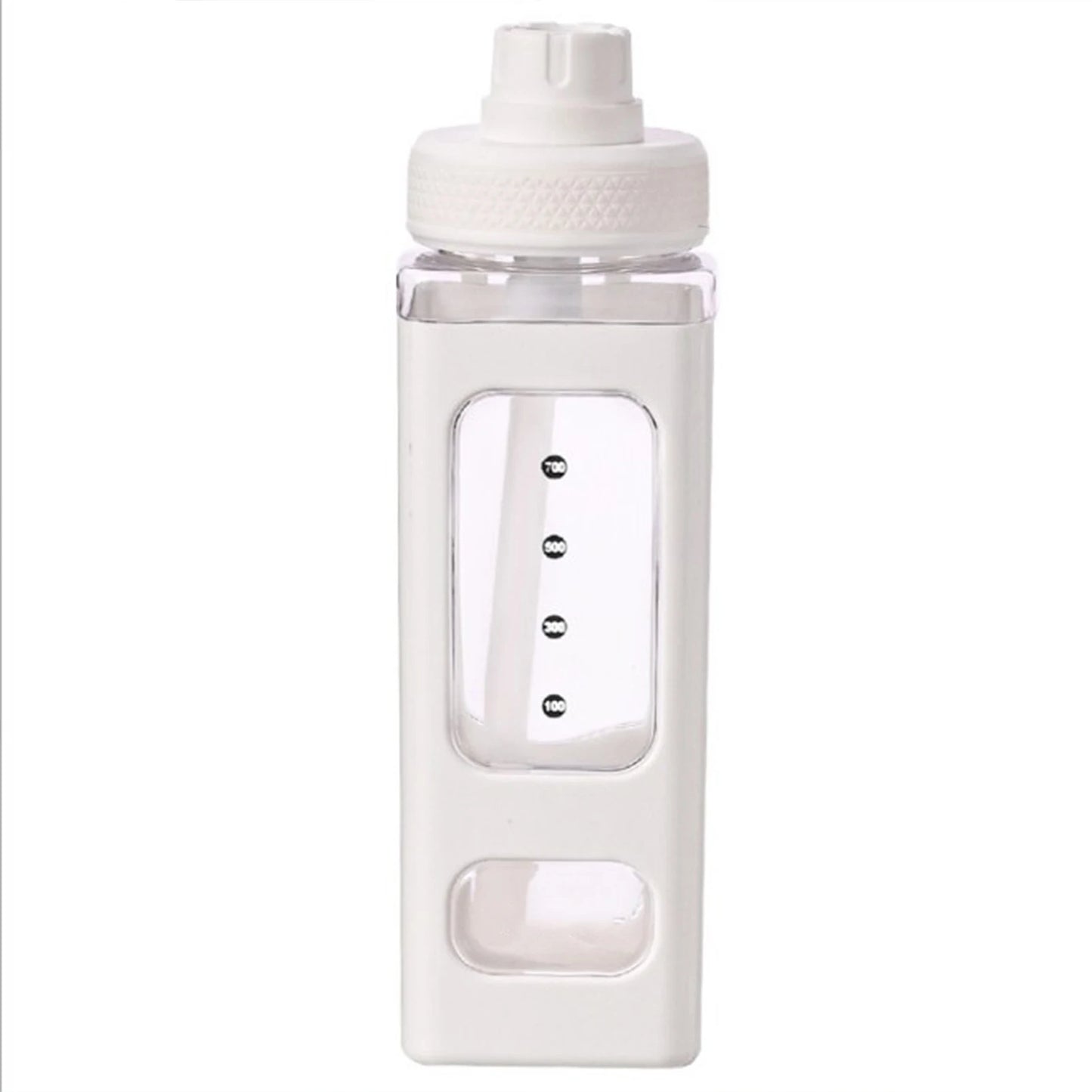 NAVY - Botella de agua con diseño cuadrado de 700ml, con pajita y correa.